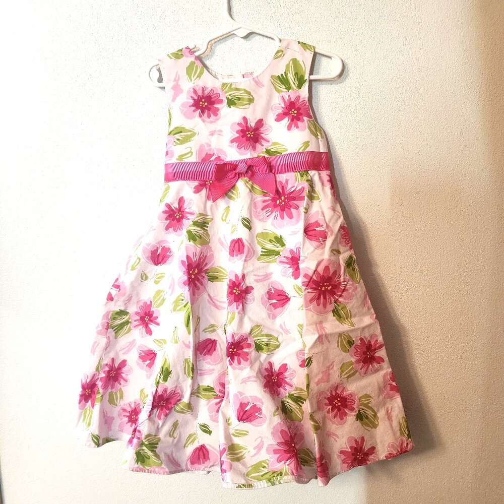 Unbranded Girl's 6 Floral Party Dress Slip Attached Tie In Back EUC K/141